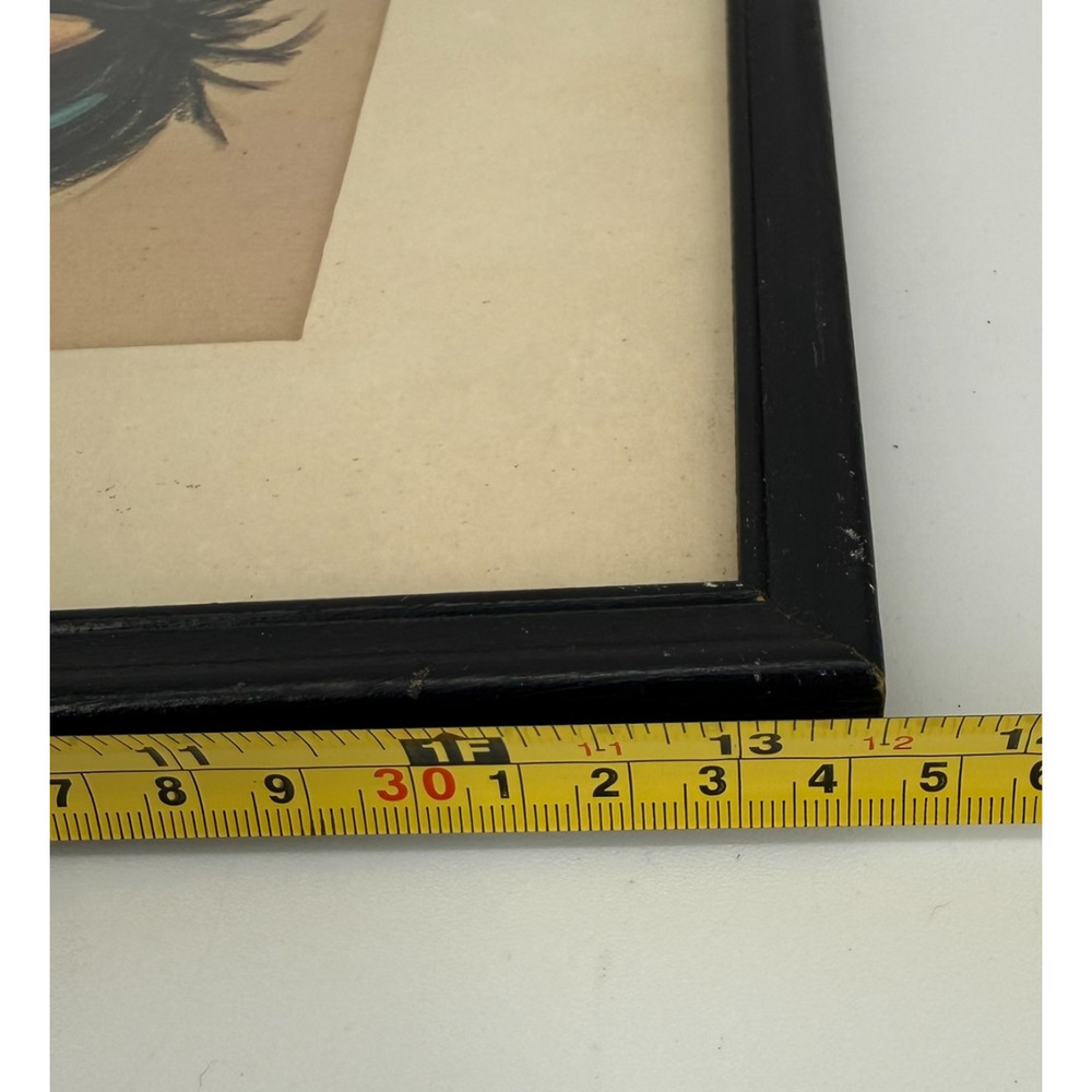 Little Princess Snowflake Print Signed Monteague 1964 Vintage Framed Art - Picture 8 of 10